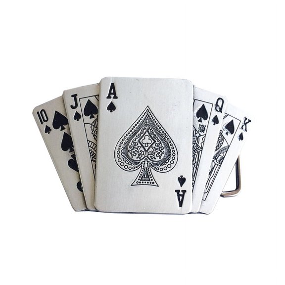 Vintage Style Royal Flush Spade Belt Buckle