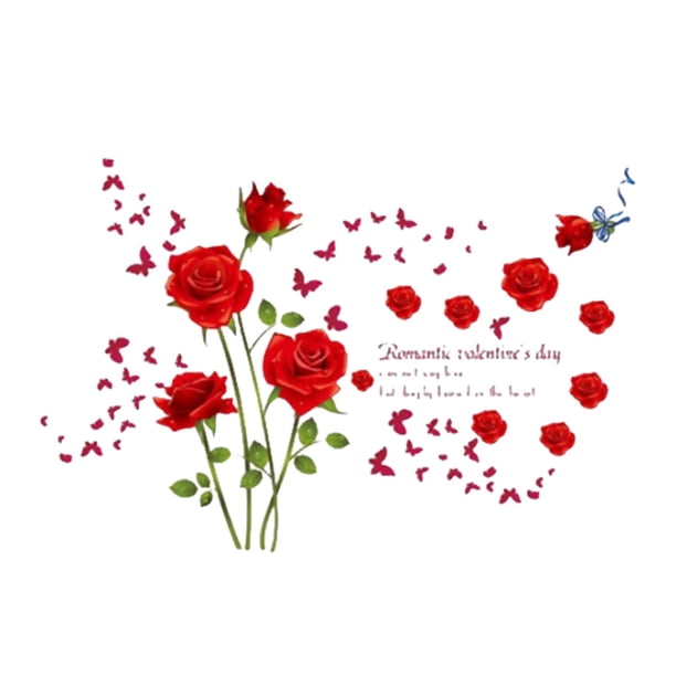 Adhesivo de pared extraíble, fácil de limpiar, para decoración del hogar, fondo de TV Rosas rojas