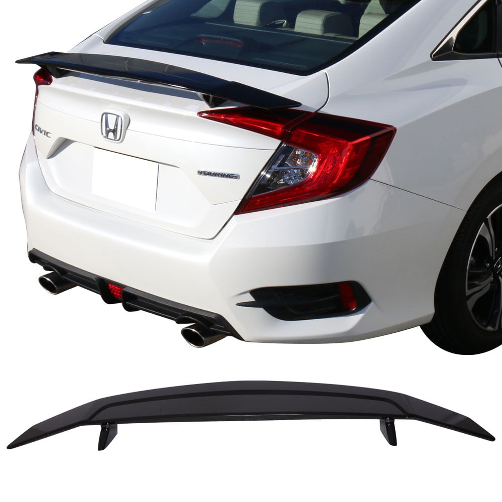 For 16-20 Civic Hatchback Mugen Style Glossy Black Rear Window Roof Wing Spoiler