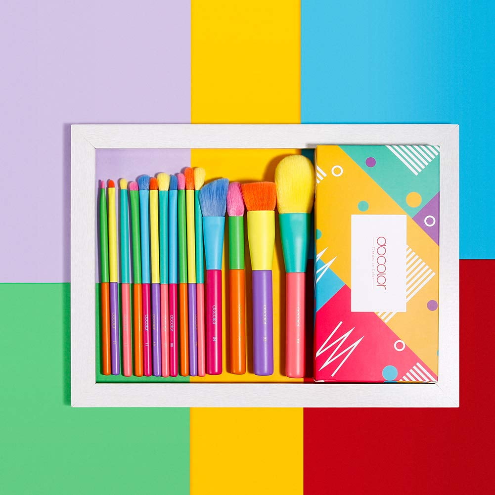 Docolor 15-Piece Makeup Brush Set - Complete Face and Eye Kit with Travel Case