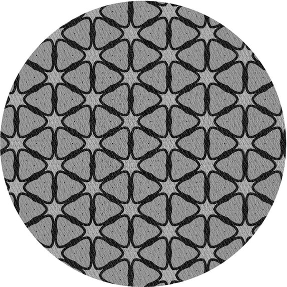 Ahgly Company Indoor Round Patterned Black Eel Black Area Rugs, 6' Round