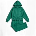 thumbnail image 4 of Bloomae Girls Hoodie Sweatsuit 2 Piece Full Zip Up Long Sleeve Hooded Sweatshirts and Elastic High Waist Wide Leg Jogger Sweatpants Trendy Cozy Athletic Tracksuit Sets, 4 of 8
