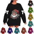 thumbnail image 6 of qucoqpe Plus Size Christmas Sweatshirts for Women Santa Claus Graphic Crewneck Oversized Fleece Bow Pullover Tops, 6 of 6