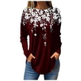 thumbnail image 2 of Red Womens Tops Womens Blouses Dressy Casual Fall Hippie Tshirts Shirts Long Sleeve Cute Tops Floral Tunics Tops Crew Neck Sweatshirts Shirts for Women, 2 of 5