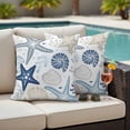thumbnail image 4 of 2 Pack Outdoor Waterproof Throw Pillow Covers,Ocean Starfish Shell Conch Decorative Square Pillow Case Patio Pillowcases for Chair Couch Sofa 16x16in, 4 of 9