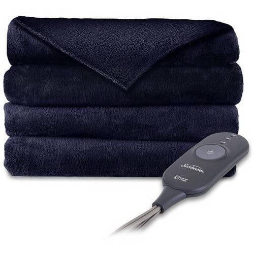 Sunbeam Microplush 60" x 50" Electric Heated Royal Blue Throw Blanket