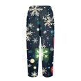 thumbnail image 6 of Women's Fashion Christmas Snowflakes Print Casual Pants with Drawstring Elastic Waist and Pockets, Comfortable Full Length Trousers for Winter Casual Wear,Navy,5XL, 6 of 6