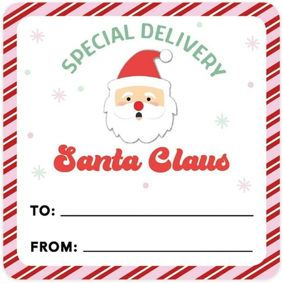 2" Square Christmas To From Stickers For Gifts, Cute Santa Claus Special Delivery Labels For Gifts, Gift Tag Stickers, Christmas Tags Stickers, 40-Pack