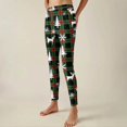 thumbnail image 2 of Women's Christmas Print Stretchy Soft Leggings, Casual Home Sleep Pants, Olive Green, L, 2 of 4