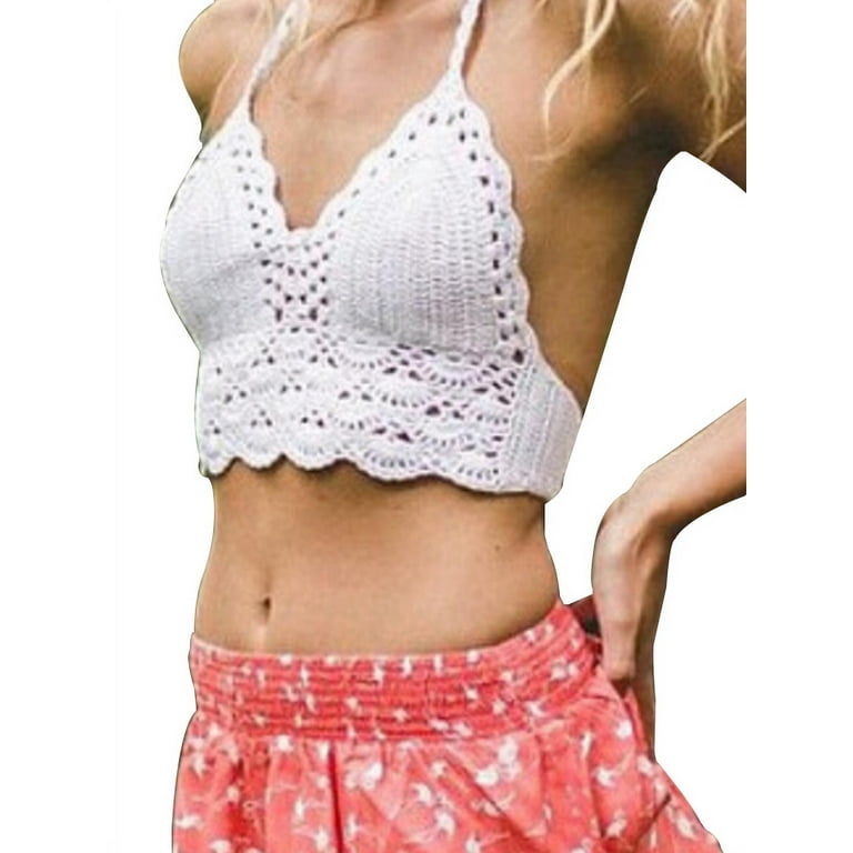 Free: Women Crochet Lace Bralette Knit Bra Boho Beach Bikini