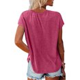 thumbnail image 5 of Womens Basic Blouses Crew Neck Solid Color Short Sleeve Loose Fit Tops 2025 Summer Trendy Casual T-Shirts, 5 of 7