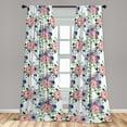 thumbnail image 2 of Floral Design Window Curtains, Peony and Lilac Pattern with Leaves Greenery Cottagecore Vibe Art, Lightweight Decor 2-Panel Set with Rod Pocket, Pair of - 28"x84", Coral Fern Green Cream, by Ambesonne, 2 of 3