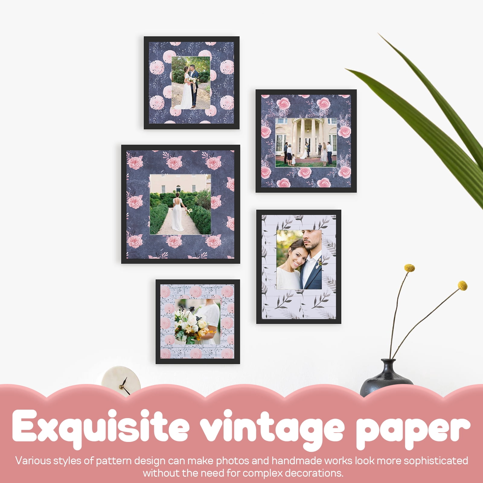 Scrapbook Paper,24 Sheets 12×12 Inch Vintage Stripe Style Scrapbook Supplies,Single-Sided Vivid Origami Decoupage Paper for DIY Crafts, Card Making, Art Journaling(B Style)