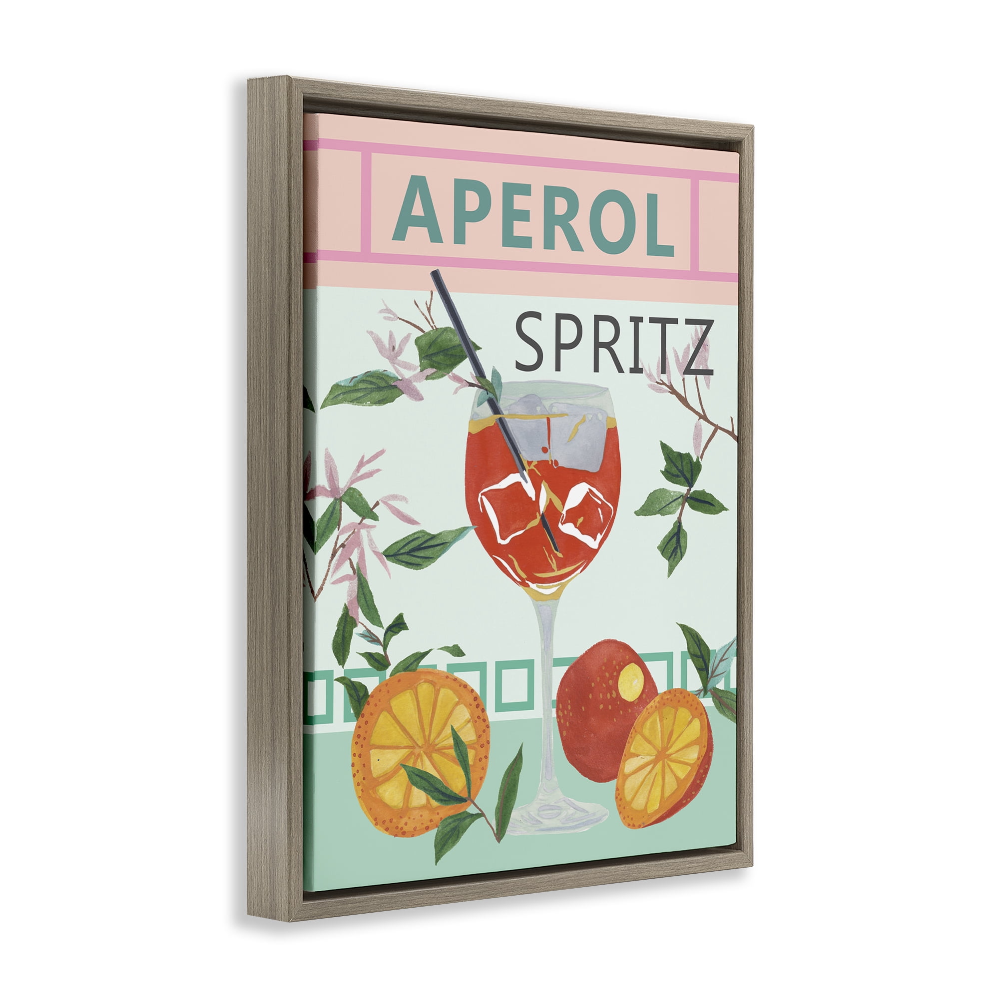 Stupell Industries Aperol Tropical Cocktail Food & Beverage Painting Brown Floater Framed Canvas Art Print Wall Art, 17 x 21
