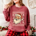 thumbnail image 3 of Ugly Sweater Santa Face - Women's Lightweight Garment Dyed Sweatshirt, 3 of 11