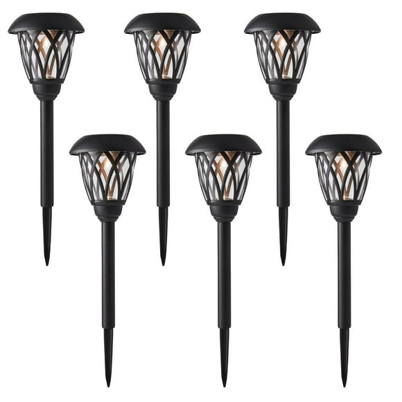 Mainstays Solar Powered Black Lattice Pathway and Landscape Set, 8 Lumens (6-pack)