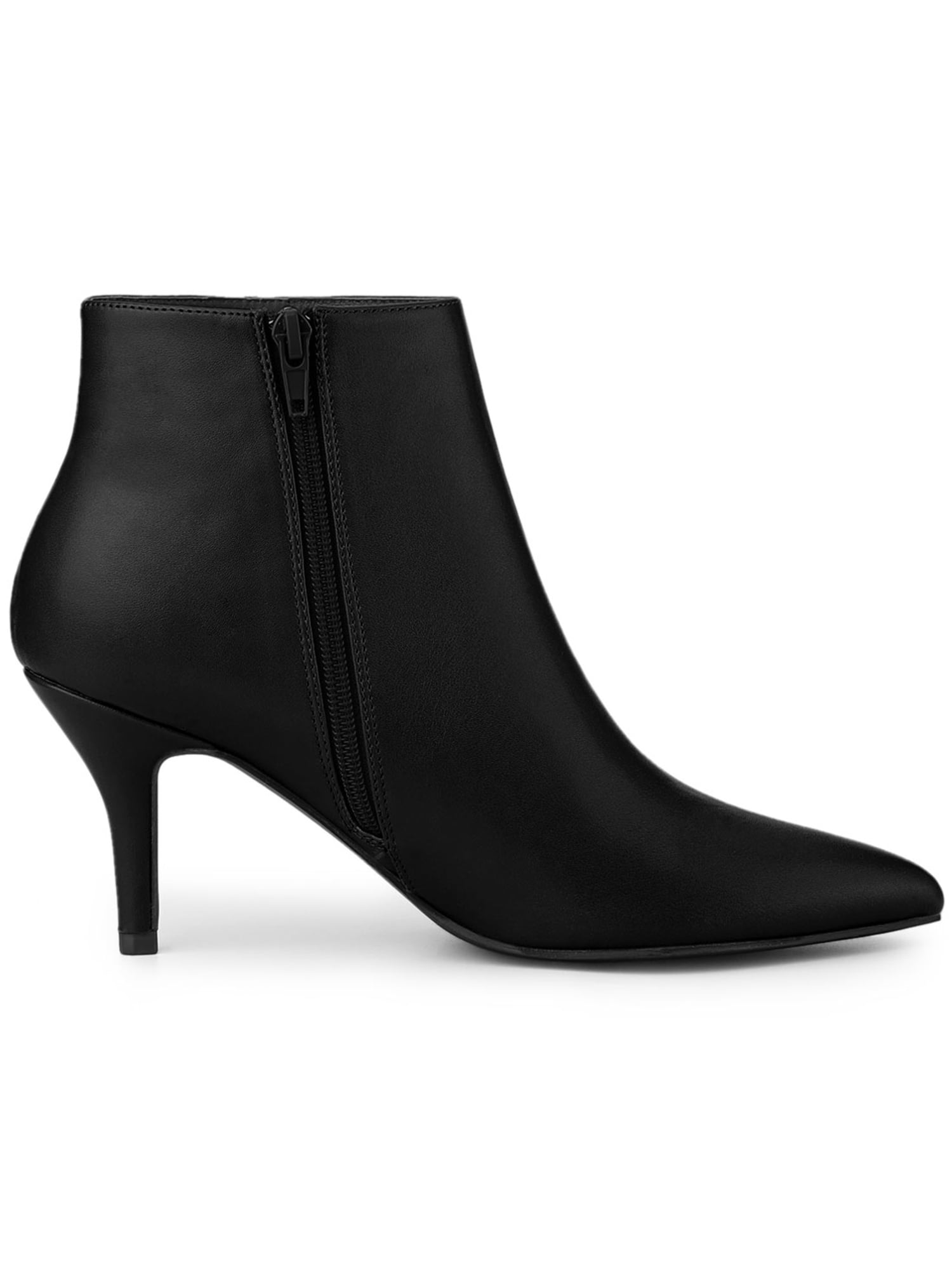 DARING DIVA Women's Pointed Toe Zipper Stiletto Heel Ankle Wrap Boots Black 7