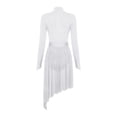 thumbnail image 4 of inlzdz Women Lyrical Dance Dress Long Sleeve Shiny Rhinestones Figure Skating Modern Dance Performance Dresses White S, 4 of 6