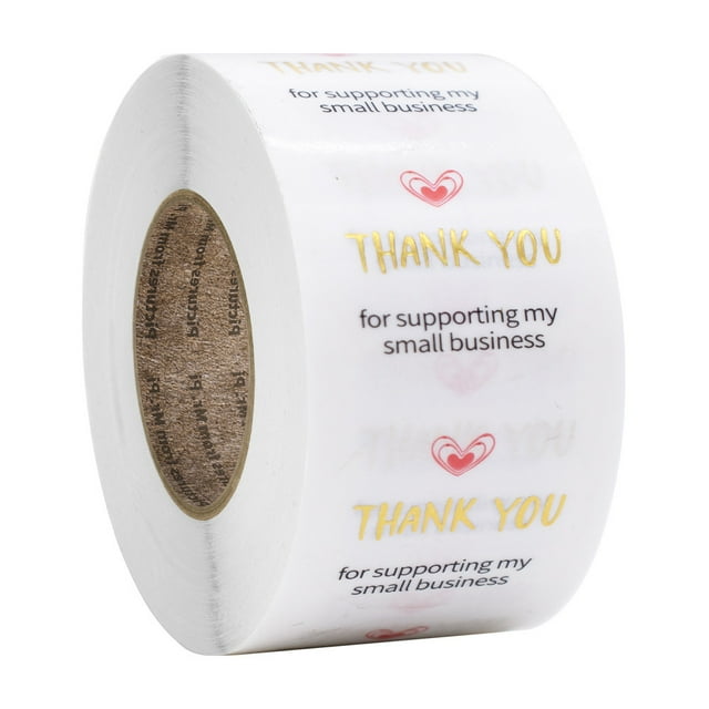 Thank You Stickers ,1" Thank You Stickers,Transparent Labels, Gold Foil Thank You Stickers Roll for Business, Bubble Mailers, Packaging Bags, Envelopes, Sealing and Decoration, 500 Labels Per Roll