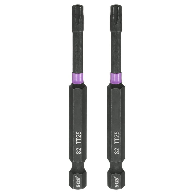 Uxcell 2pcs TT25 Torx Impact Screwdriver Bit 1/4" Hex Shank 3" Long Magnetic with Hole