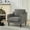 Grey, variant on Mid-Century Modern Accent Chair – Comfy Linen Fabric Armchair with Scooped Arms and High Back, Rubberwood Legs for Living Room, Grey