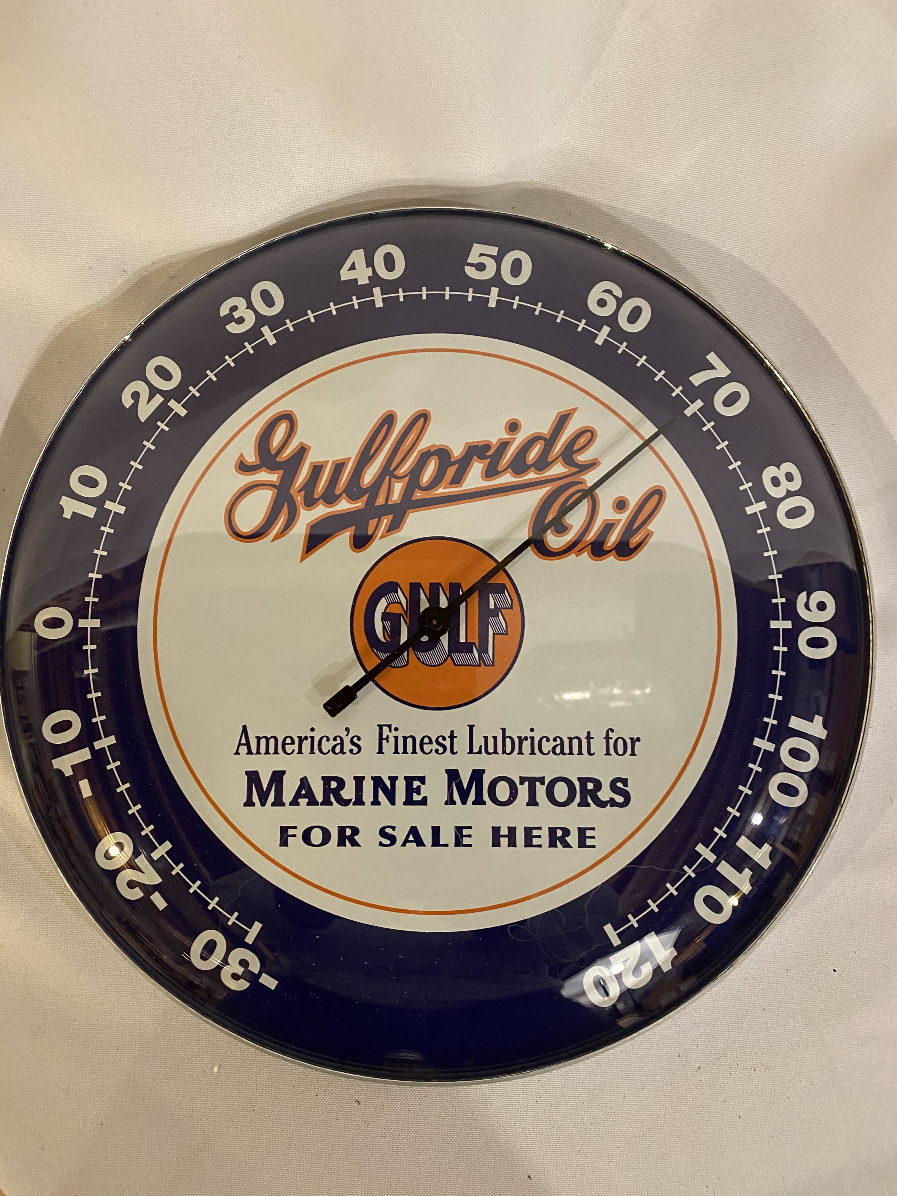 GULF Marine Gas and OIL Vintage style Round Thermometer 12" INCH NEW