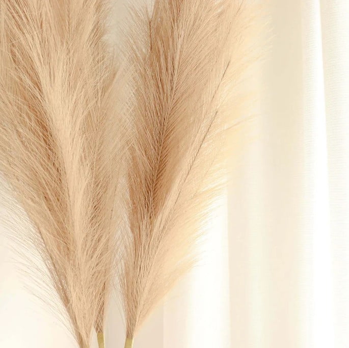 AHIX Faux Pampas Grass, 38-Inch Beige Artificial Flowers, Boho Home Décor (8 Pieces)