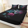 thumbnail image 4 of Feelyou Spooky Romantic Skull Queen Sheets, Boho Rose Butterfly Queen Sheet Sets, Black, 4pcs, 1 Flat Sheet, 1 Fitted Sheet and 2 Pillowcases, 4 of 5