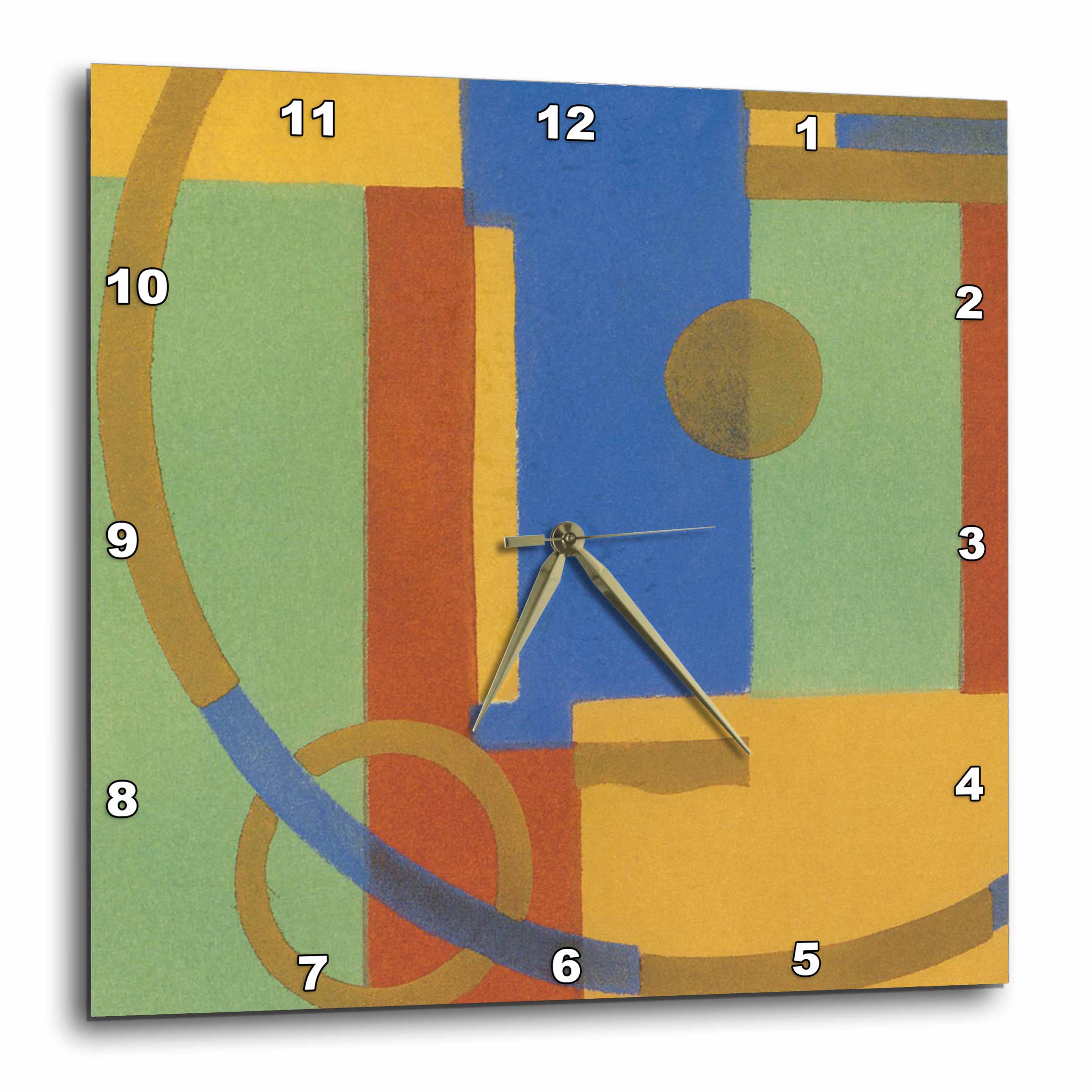 3dRose Art Deco Squares Wall Clock, 13 by 13inch