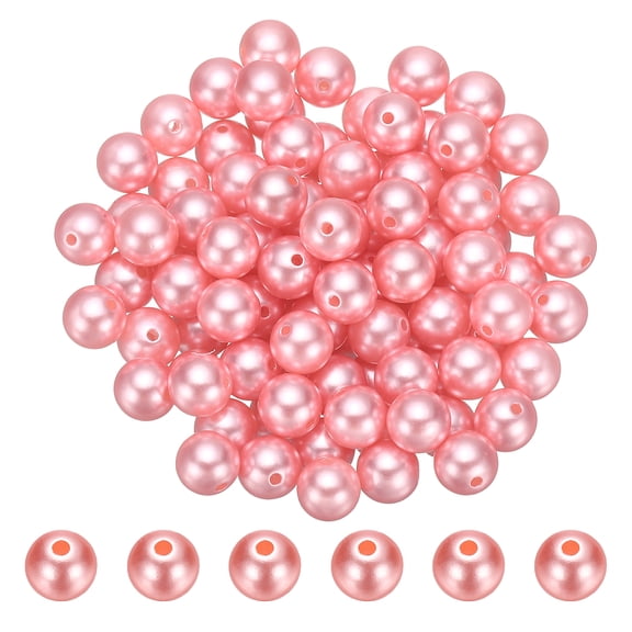 Uxcell 12mm Colored Pearls, 100Pcs Pearl Beads for Jewelry Making Round Craft Beads with Holes for Jewelry Making DIY Crafts Necklace Bracelet Earring Sewing Home Decor, Pink