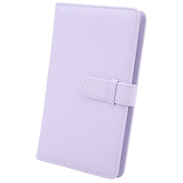 Álbum de fotos de 3 pulgadas y 108 bolsillos, miniálbum de fotos de cuero sintético para entradas de cine y tarjetas de presentación, color morado iris.