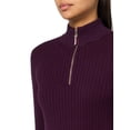 thumbnail image 3 of Jersey Tommy Hilfiger para mujer con cierre 1/4 y cuello redondo, color berenjena, 3 of 3