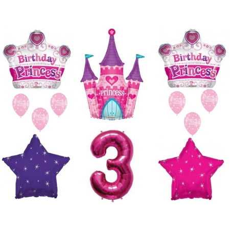 Princess Castle 3rd Birthday Party Balloons Decoration Supplies