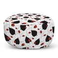 thumbnail image 1 of Ladybugs Pouf Cover with Zipper, The Symbolism of Luck Insect on Leafs Cartoon Style of Drawing, Soft Decorative Fabric Unstuffed Case, 30" W X 17.3" L, White Black and Vermilion, by Ambesonne, 1 of 5
