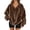 BG33_Brown, variant on Fuzzy Flannel Sweatshirt for Women Fluffy Pullover Sweaters Long Sleeve Oversized V Neck Sweatshirt Hot Pink M