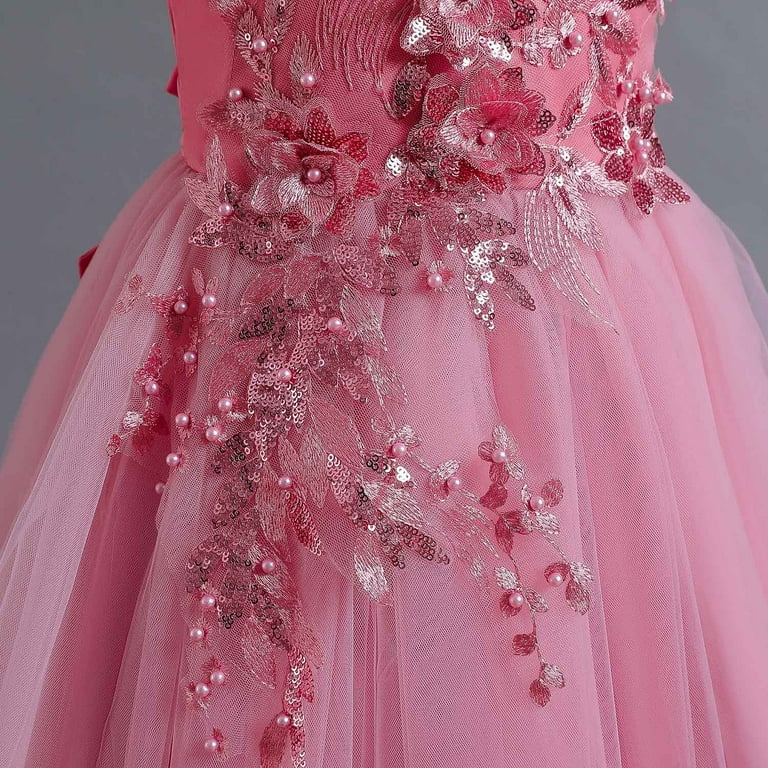 big pink poofy dress Fluffy Off The Shoulder Hot Pink Lace Long Prom Dresses with Slit, Off morievent