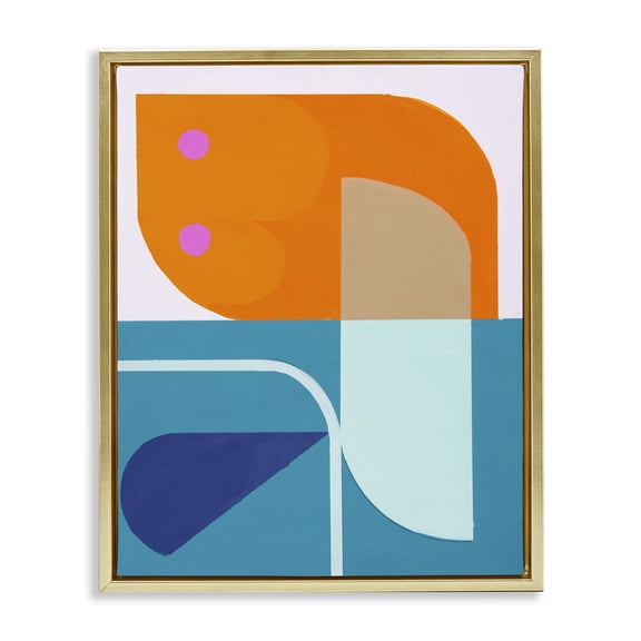 Stupell Industries Modern Orange & Blue Contemporary Gold Floating Frame Canvas Art, 25 x 31, by Marion Griese