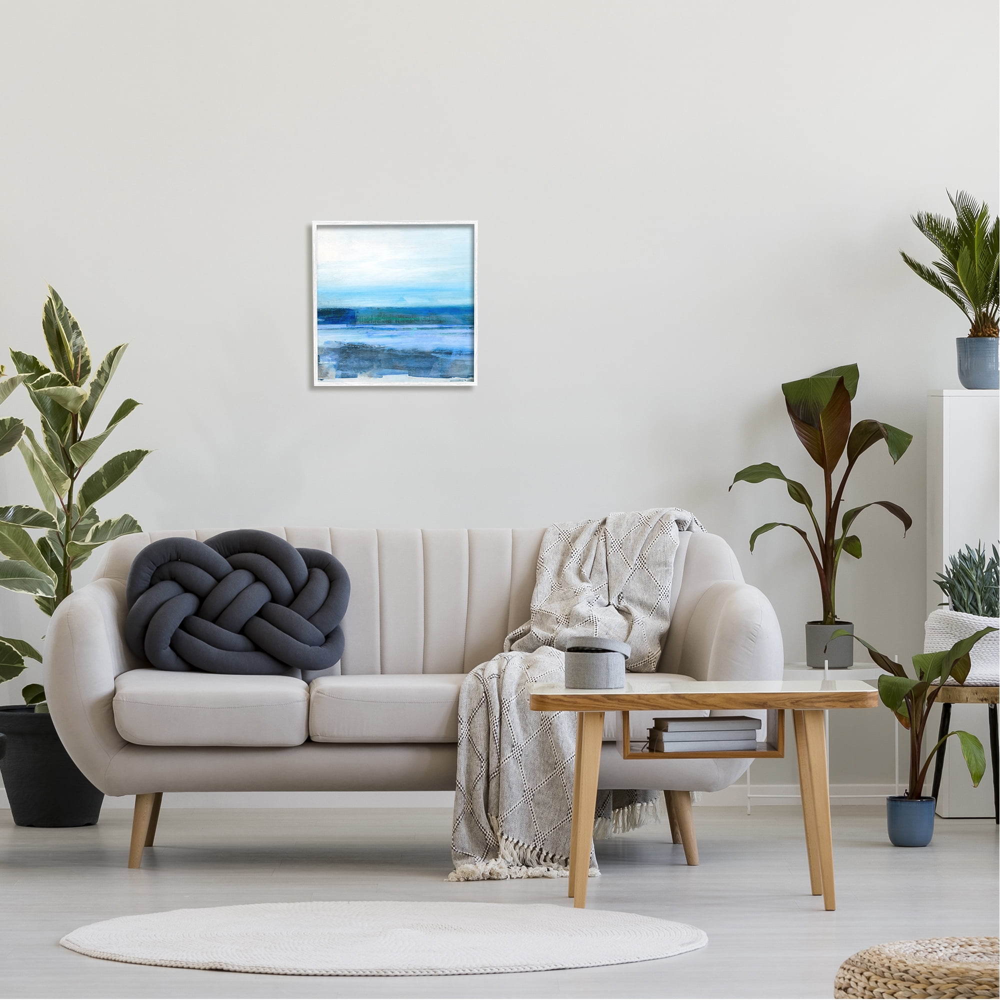 Stupell Industries Ocean Waves Abstraction Abstract Painting White Framed Art Print Wall Art, 17 x 17