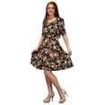 thumbnail image 2 of Womens Half Sleeves Rose Floral Print Princess Seam Skater Dress, 2 of 10