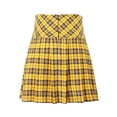 thumbnail image 3 of A2Y Women's Check Plaid Ponte Zipper School Uniform Pleated Mini Skirts Yellow L, 3 of 3