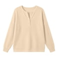 thumbnail image 4 of Perfectbot Women's Waffle Knit Henley Sweatshirt, Relaxed Fit Drop Shoulder Long Sleeve Ribbed Cuffs Top, 4 of 8