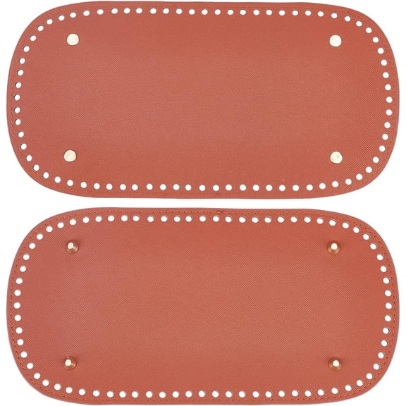 2pcs Crochet Bag Bottom 11.8x5.9" Oval Purse Bottom PU Leather Bottom Shaper Pad Bags Cushion Base with Holes for DIY Leather Purse Handbags Shoulder Tote Bags Knitting Crocheting 4mm Hole