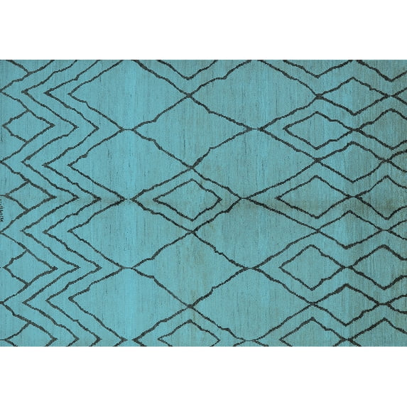 Ahgly Company Indoor Rectangle Solid Light Blue Modern Area Rugs, 2' x 5'