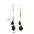 thumbnail image 3 of Yoursfs Long Chains Fishhook Earrings Gold Plated Black Cubic Zirconia Waterdrop Earrings for Women Gift, 3 of 5