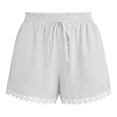 thumbnail image 5 of Pounoo Shorts for Women Elastic Drawstring Waist Lace Trim Casual Shorts Boho Classic Style Lightweight Breathable Loose-Fit Shorts Gift, 5 of 7