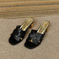 thumbnail image 6 of Women's Summer Sandals Crocodile Pattern Golden Flat with Mule Fashion Beach Sandals Non-slip Rubber Ladies Middle Heel Slippers, 6 of 6