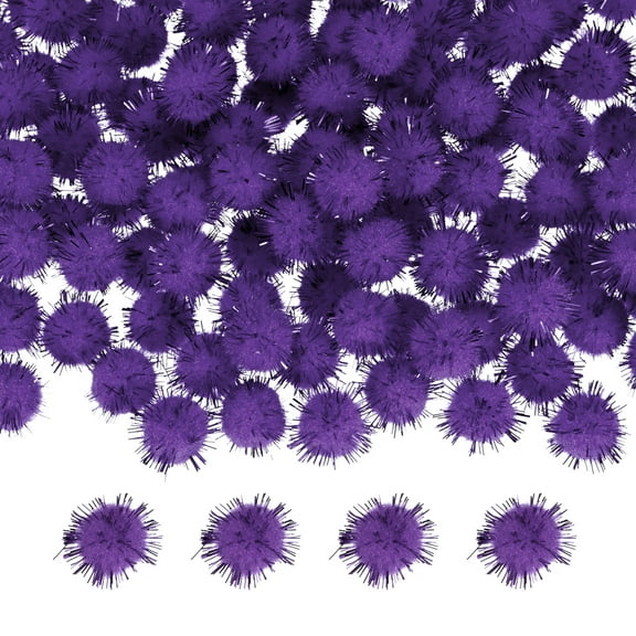 Uxcell 100-Pack Glitter Pom Pom Balls, 0.6in Mini Tinsel Sparkle Balls for DIY Crafts/Party Decoration [Deep Purple]