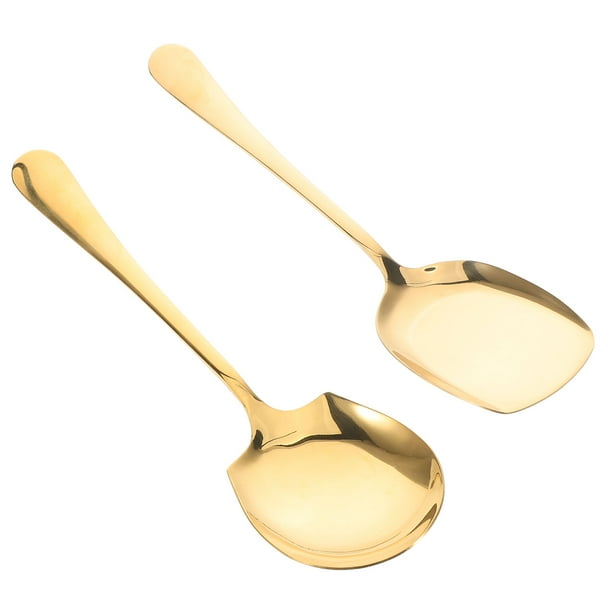 Cena de acero inoxidable de 2 piezas cuchara Buffet Spoon Siring Spoon Metal Cooking Siring Spoon Kitchen Spoon