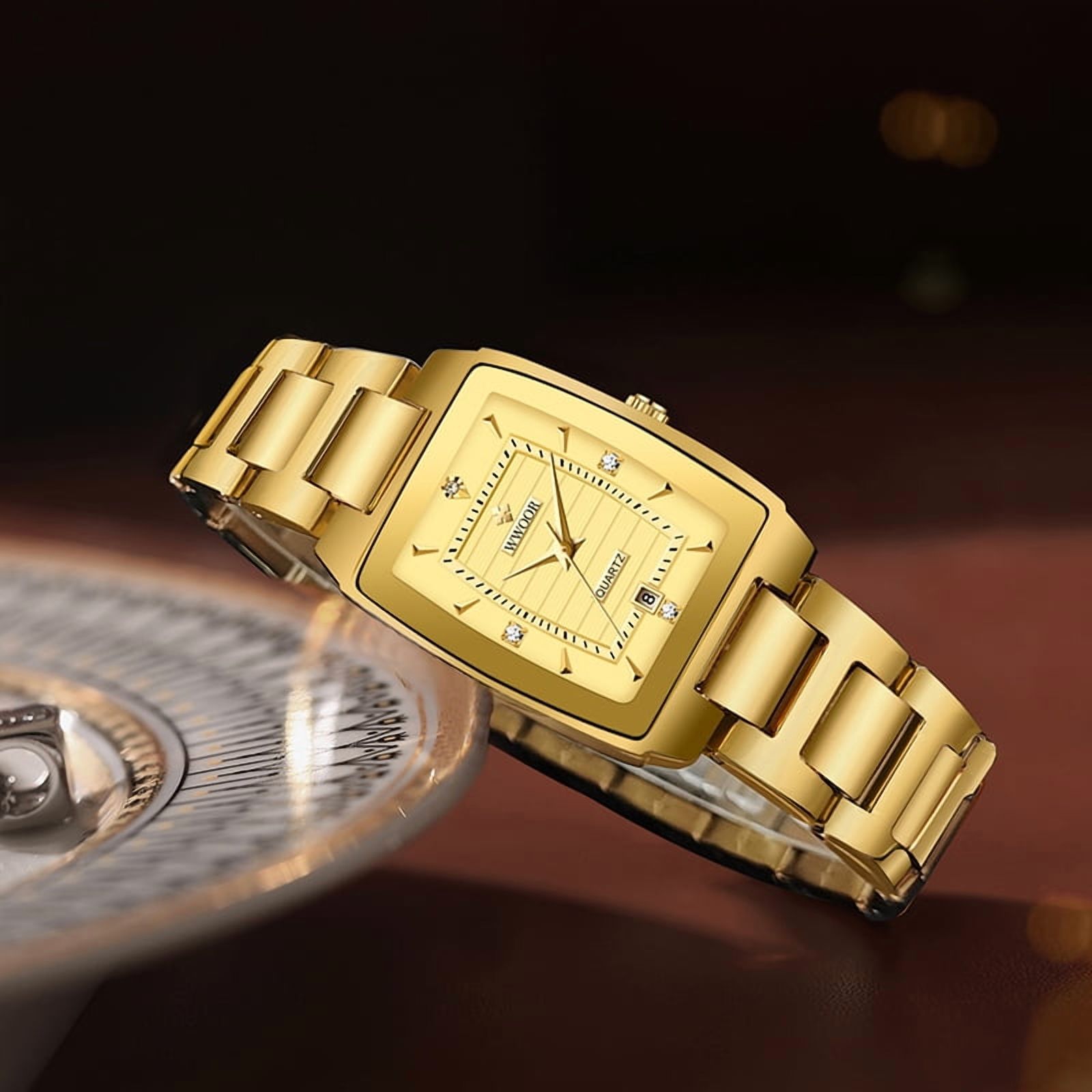 Square Watches for Women, Women's Wristwatches, Ladies Waterproof Stainless Steel Analog Small Dainty Gold Watch for Women