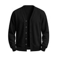 thumbnail image 5 of Guluxicc Fleece Jackets for Men Loose V Neck Button Down Long Sleeve Solid Knit Jackets with Pockets for Lounge Everyday Fall Winter, 5 of 5